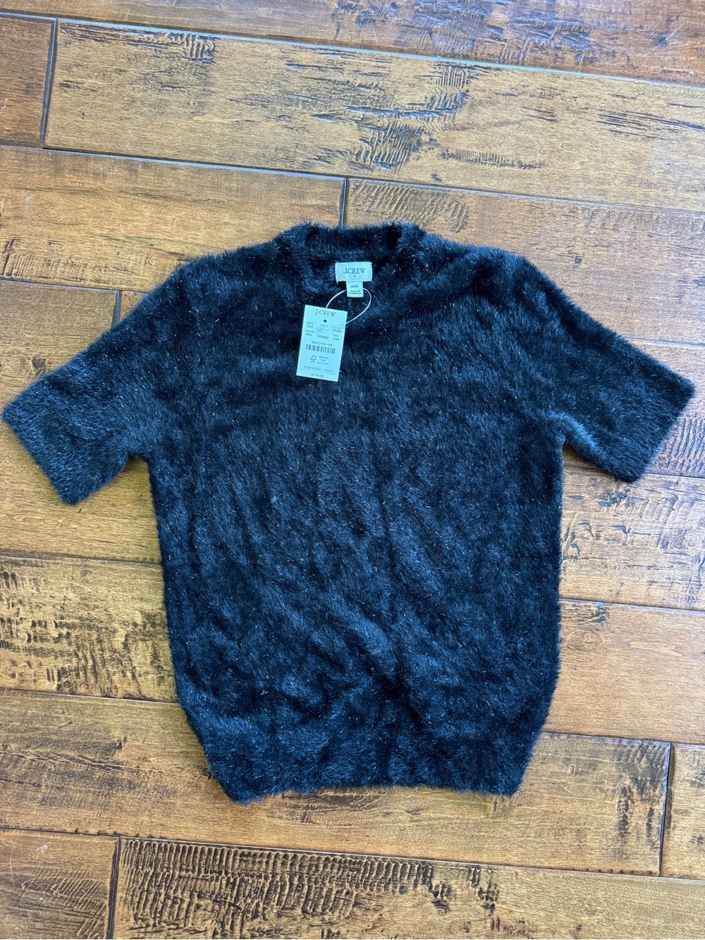 J. Crew Short-Sleeve Fuzzy Sweater - Black